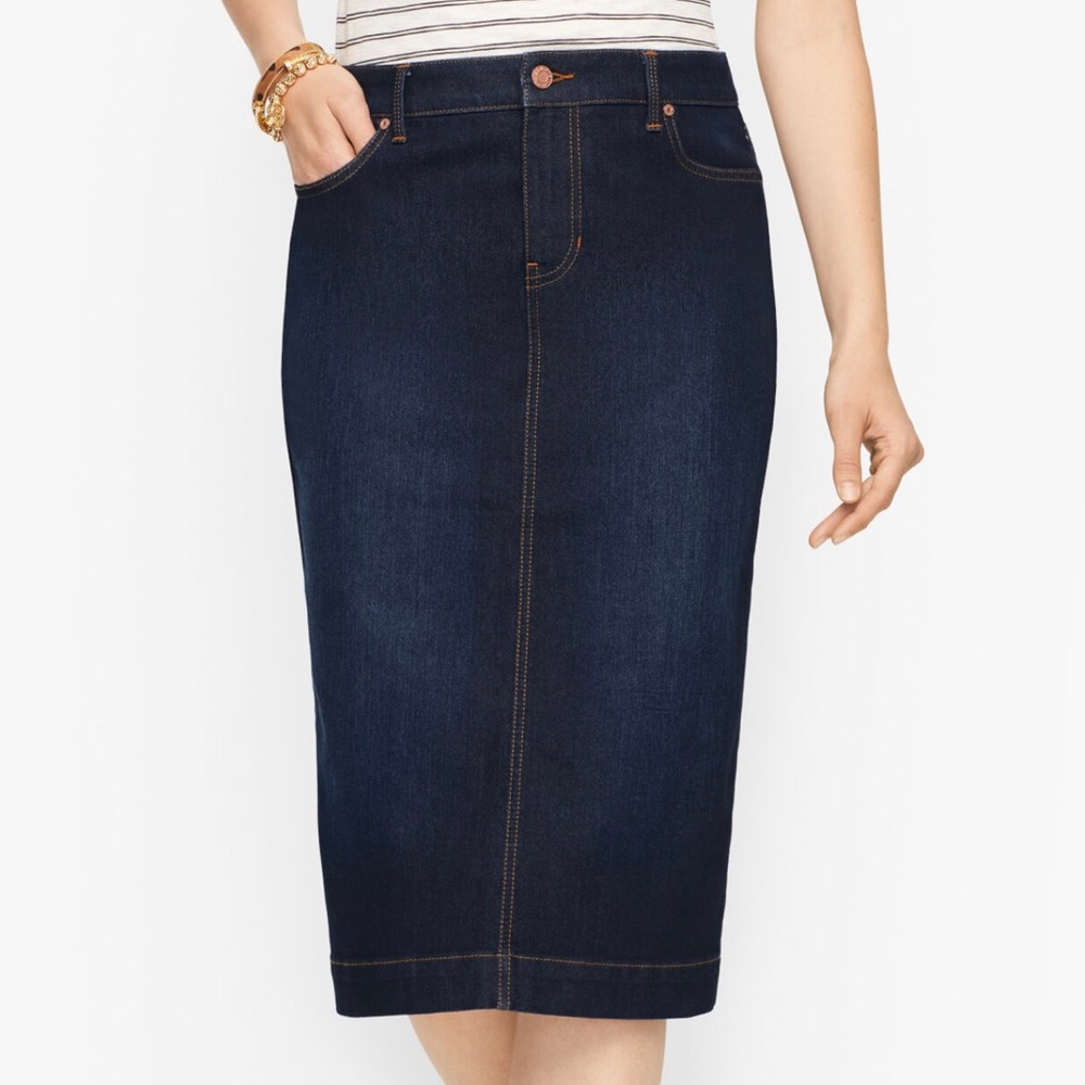 Talbots brand new dark wash jean skirt